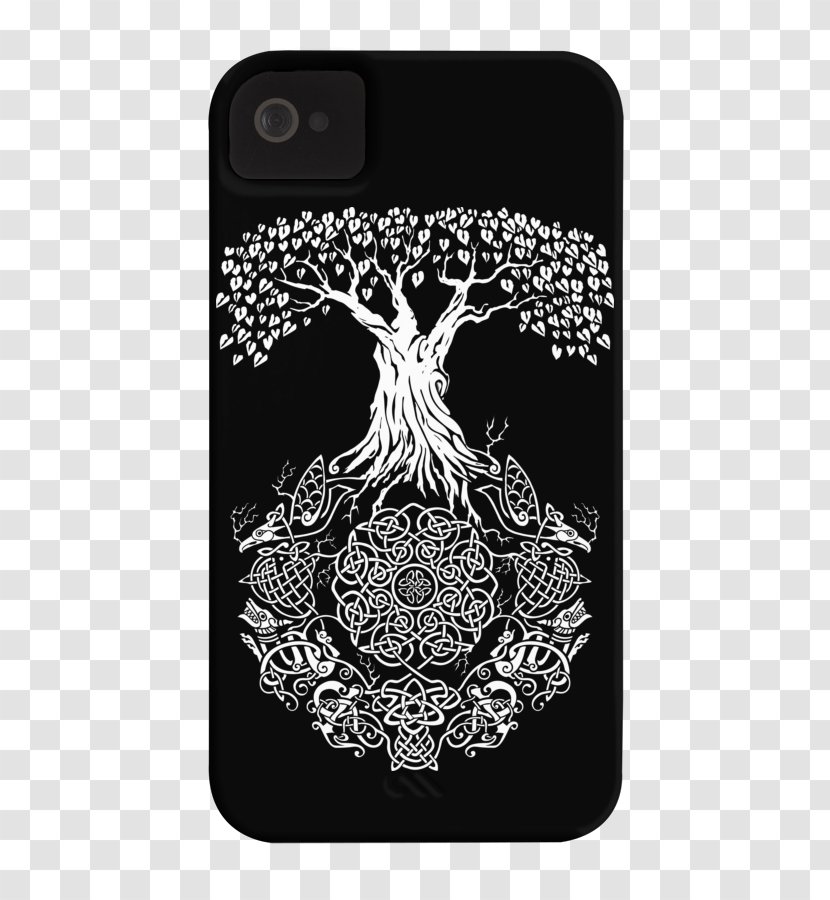 Odin Yggdrasil Tree Of Life T-shirt World - Black And White Transparent PNG