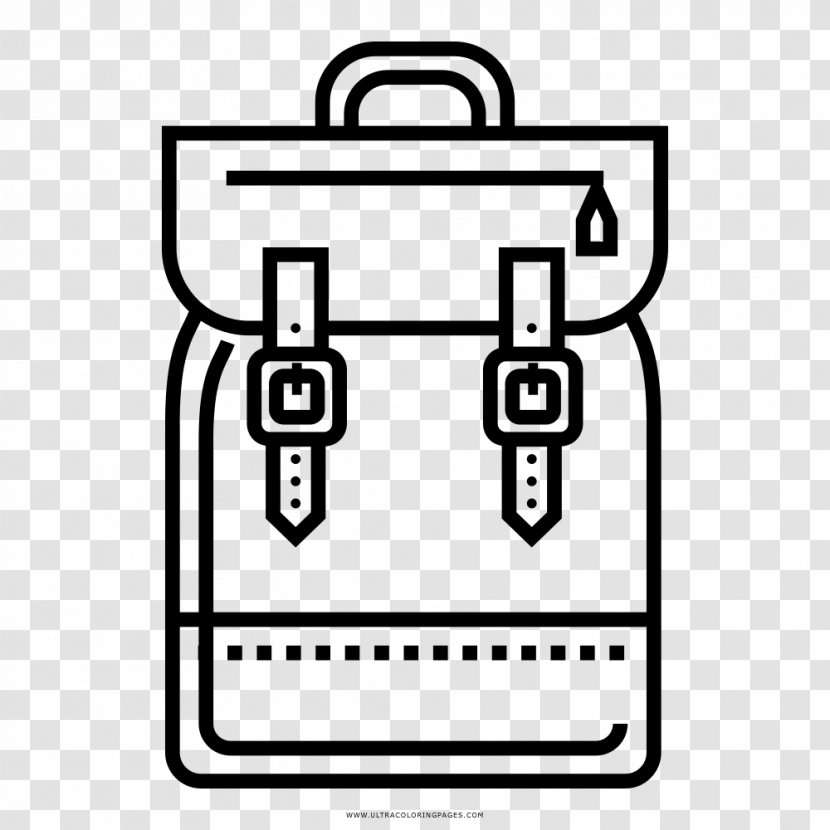 Drawing Backpack Coloring Book Travel - Black And White Transparent PNG