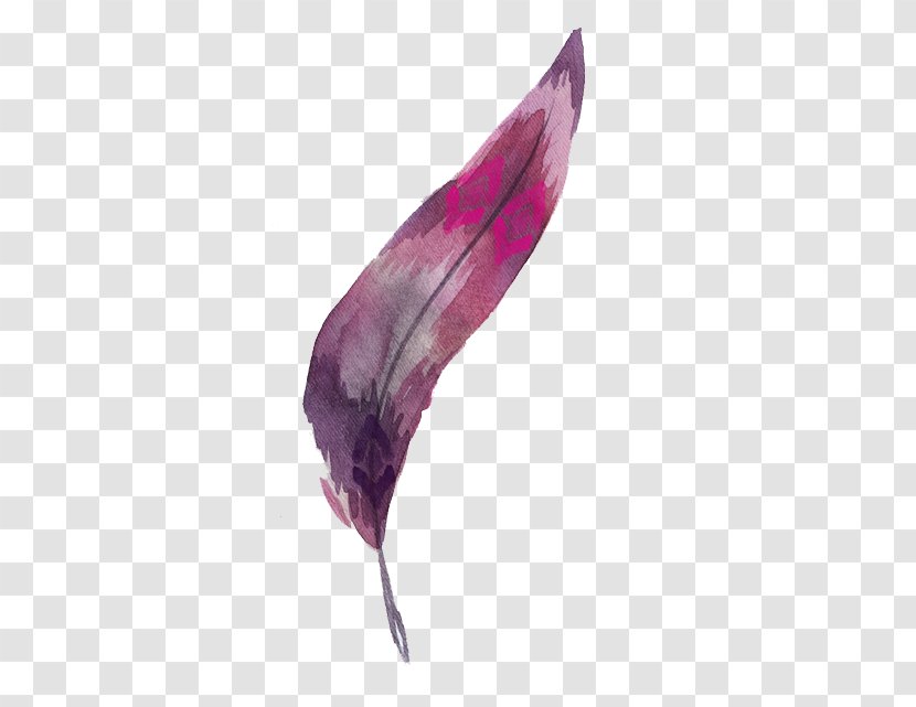 Watercolor Painting Feather Clip Art - Lilac Transparent PNG