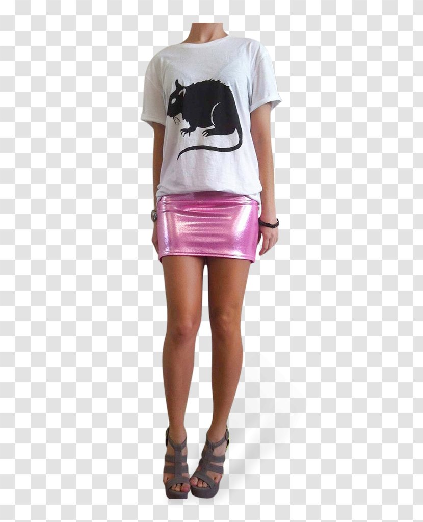Miniskirt T-shirt Fashion Sleeve Pink M - Denim Skirt Transparent PNG
