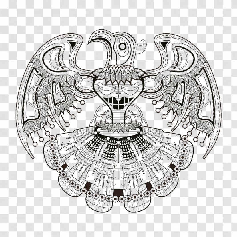 Totem Pole Mandala Coloring Book - Bird Transparent PNG