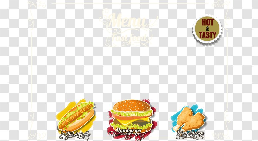Fast Food Junk Brand Cuisine - Vector Chicken Burger Menu Transparent PNG
