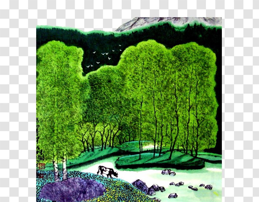 Oil Painting Fukei Landscape - Park Background Transparent PNG