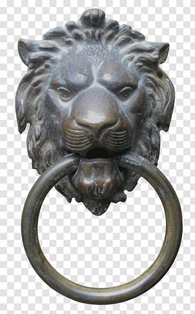 Lions Head Door Handle Knocker - Carnivoran - Bronze Lion Transparent PNG