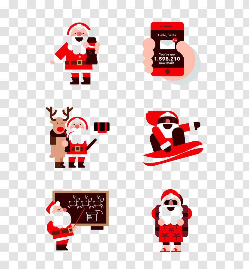 Paper Sticker Scrapbooking Illustration - Christmas Eve - Cartoon Santa Claus Transparent PNG