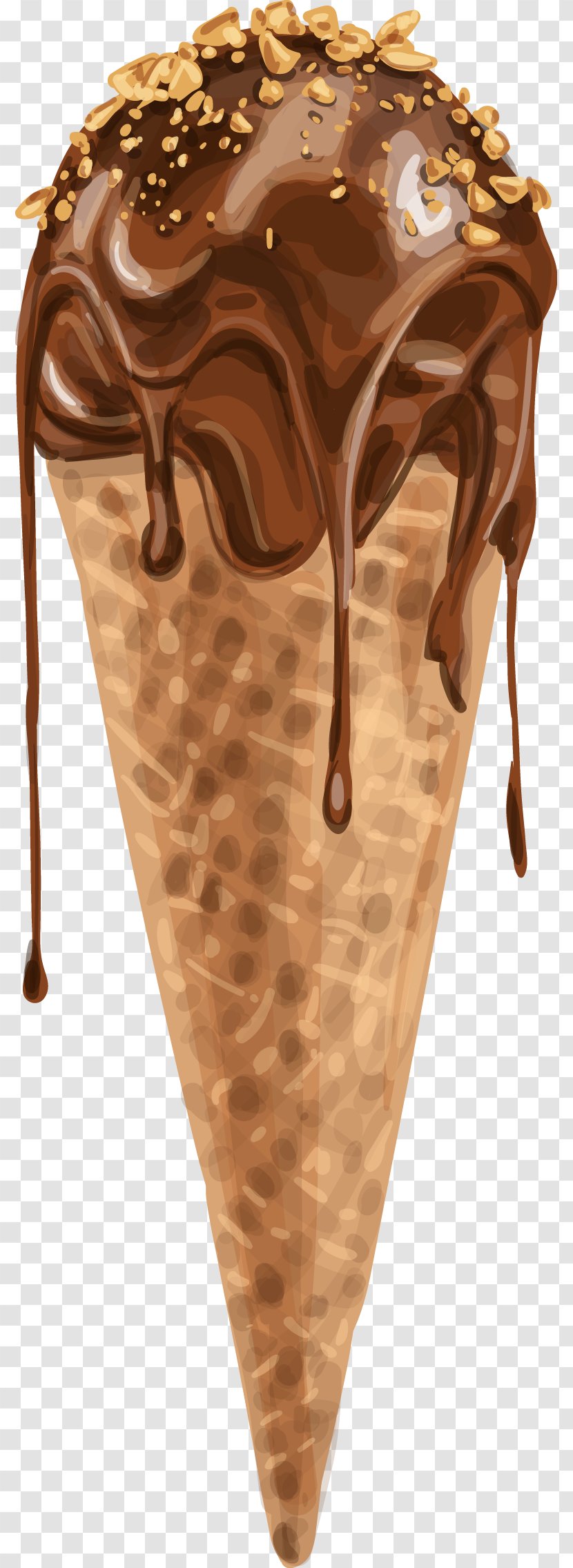 Ice Cream Pop Doughnut - Chocolate - Vector Hand Painted Cone Transparent PNG
