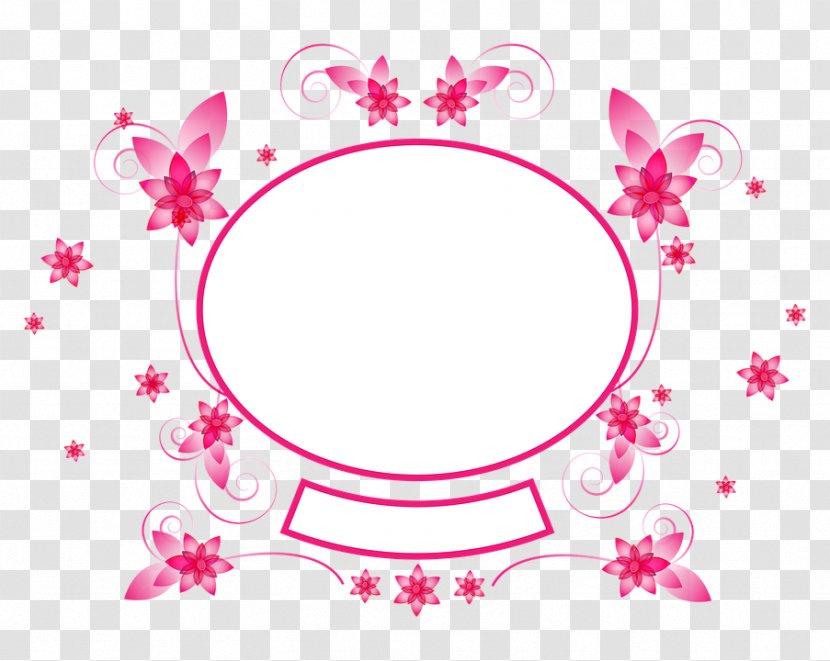 Bijou Design Clip Art Image Pattern - Floral - Pink Flower Border Transparent PNG