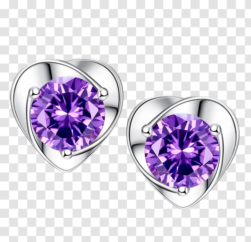 Earring Diamond Purple Jewellery - Gemstone - Earrings Transparent PNG