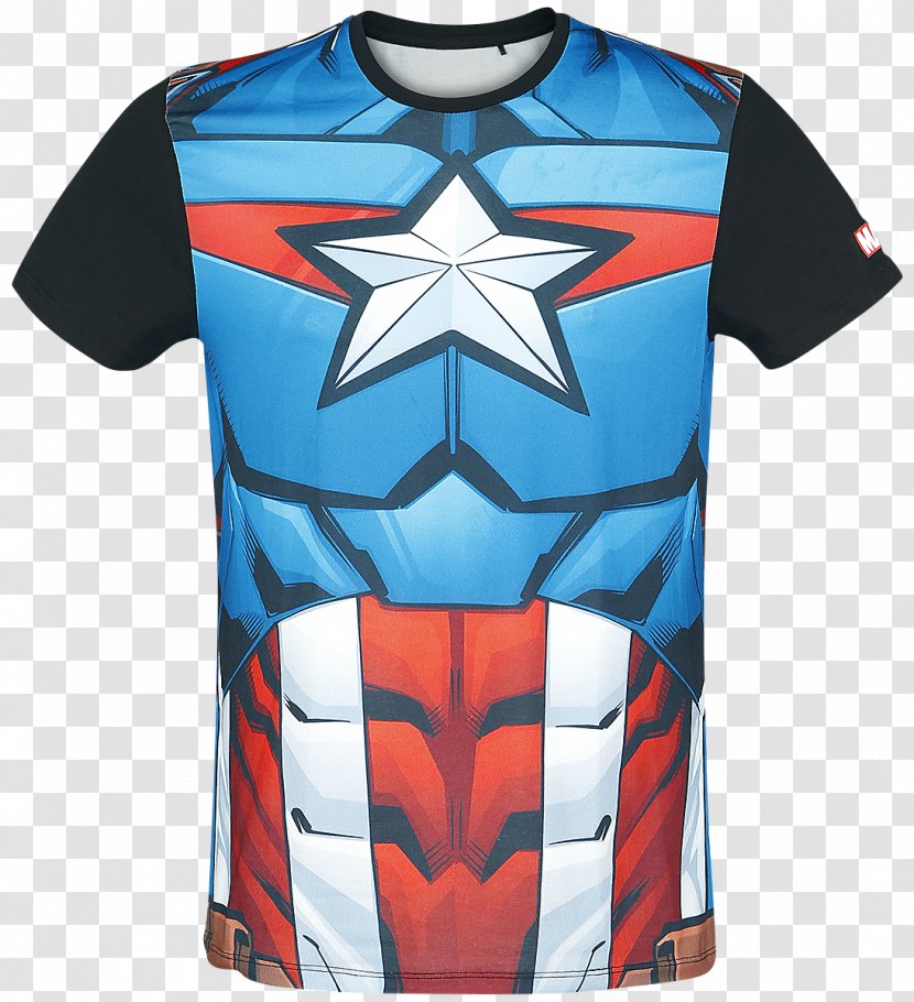 Printed T-shirt Captain America Clothing Top - Suit Transparent PNG