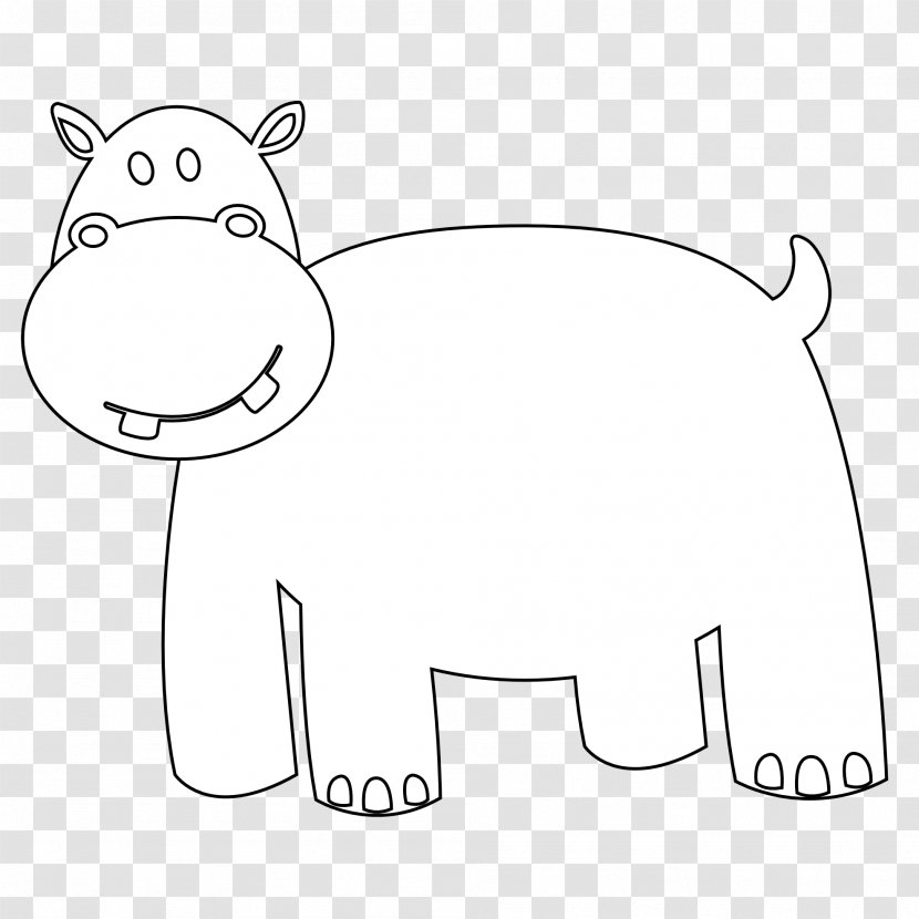 Hippopotamus Coloring Book Black And White Clip Art - Area - Drawings Of Animals Transparent PNG