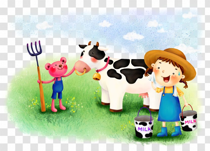 Cattle Cow Wallpaper Cartoon - Human Behavior - Farm Dairy Transparent PNG