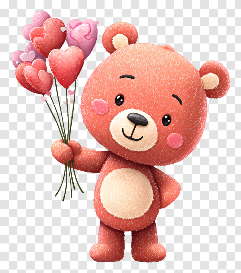 Bear With Heart Bouquet Transparent PNG