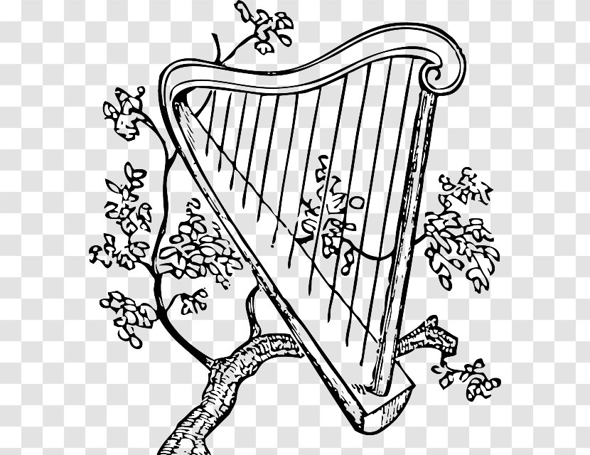 Celtic Harp Musical Instruments - Watercolor - Flowers And Ribbons Loose-leaf Pape Transparent PNG
