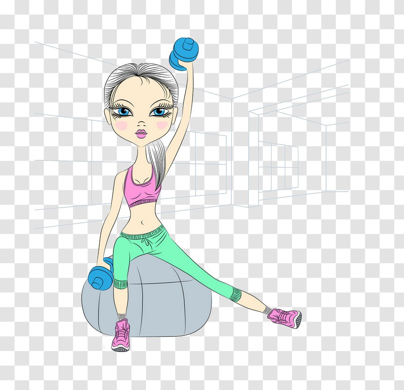 Fitness Centre Cartoon Olympic Weightlifting Physical Exercise - Hand-painted Beauty Transparent PNG