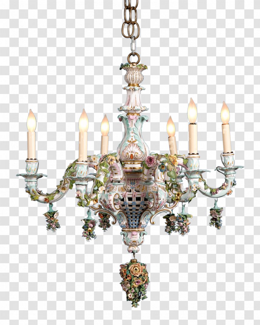 Light Meissen Porcelain Chandelier Capodimonte - Fixture - European Crystal Chandeliers Transparent PNG