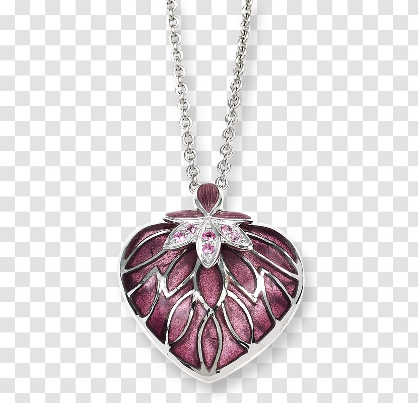 Locket Necklace Gemstone Jewellery Vitreous Enamel - Purple Transparent PNG