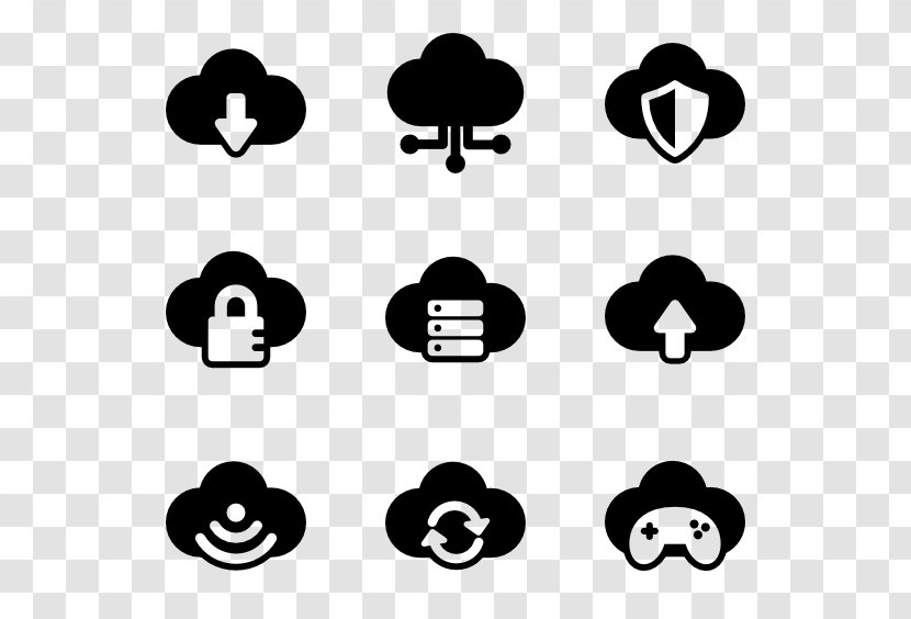 Cloud Computing Storage Pictogram Clip Art - Black And White Transparent PNG