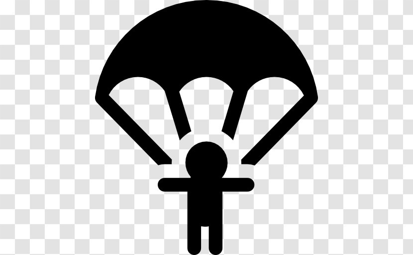 Parachuting Parachute - Black And White Transparent PNG