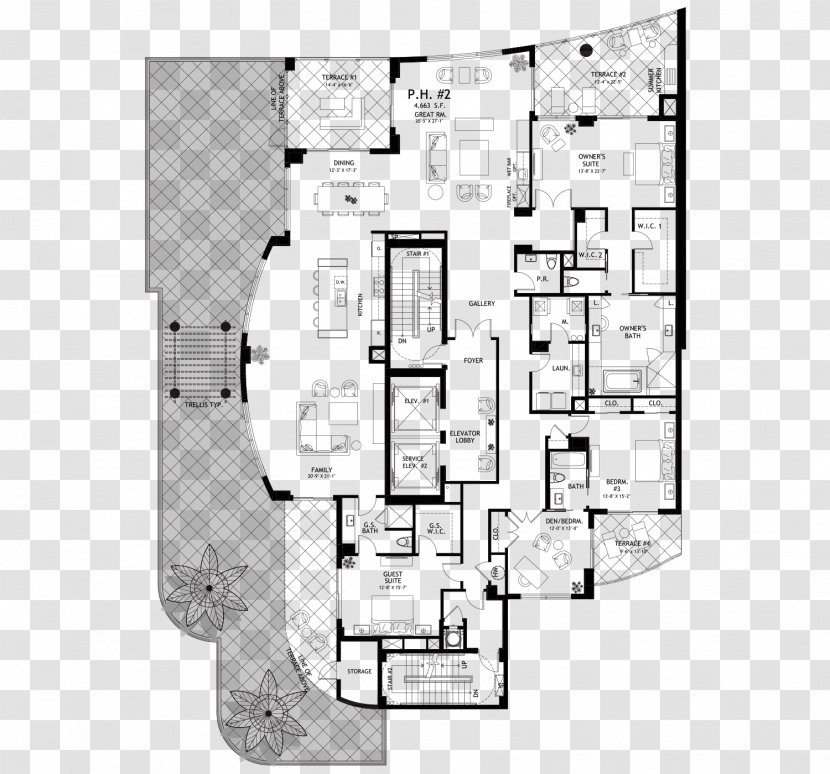 Floor Plan Penthouse Apartment Loft - Luxury Transparent PNG