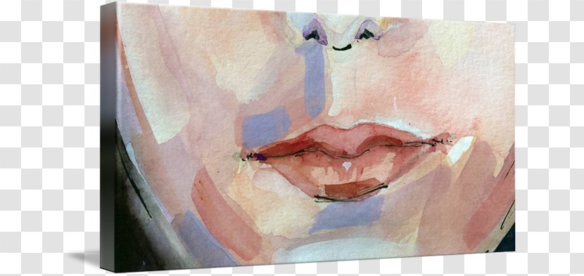 Watercolor Painting Portrait Nose Close-up Cheek - Paint - Lips Transparent PNG