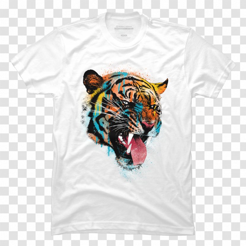 T-shirt Clothing Art Hoodie Redbubble - Brand - Ferocious Tiger Head Transparent PNG