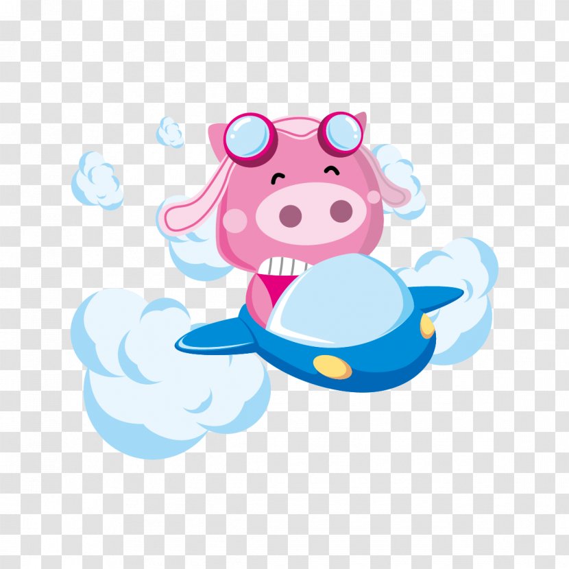 Domestic Pig Airplane - Art - Fly Transparent PNG