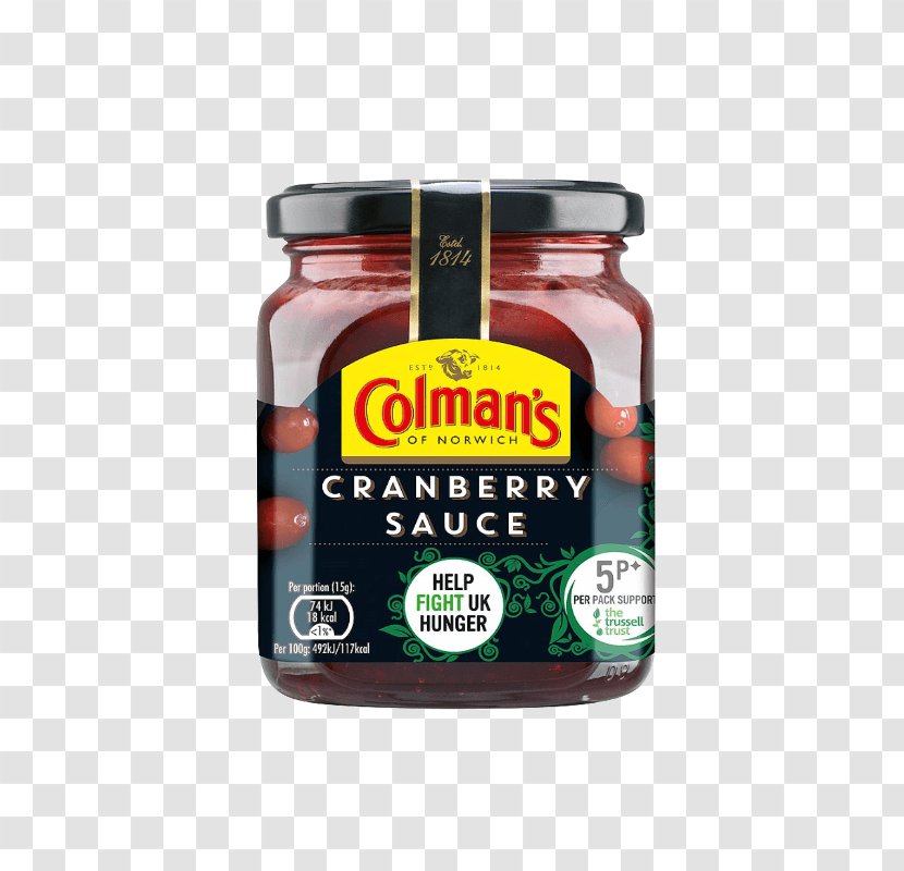 Colman's Condiment Cranberry Sauce British Cuisine - Chutney Transparent PNG