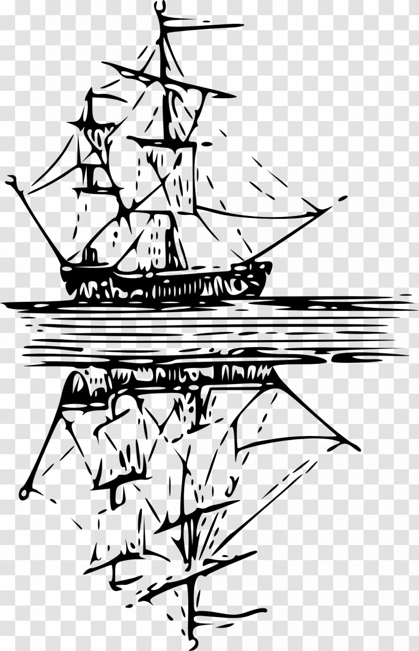 Boat Drawing Ship Clip Art - Monochrome Photography - Folded Paper In Water Transparent PNG