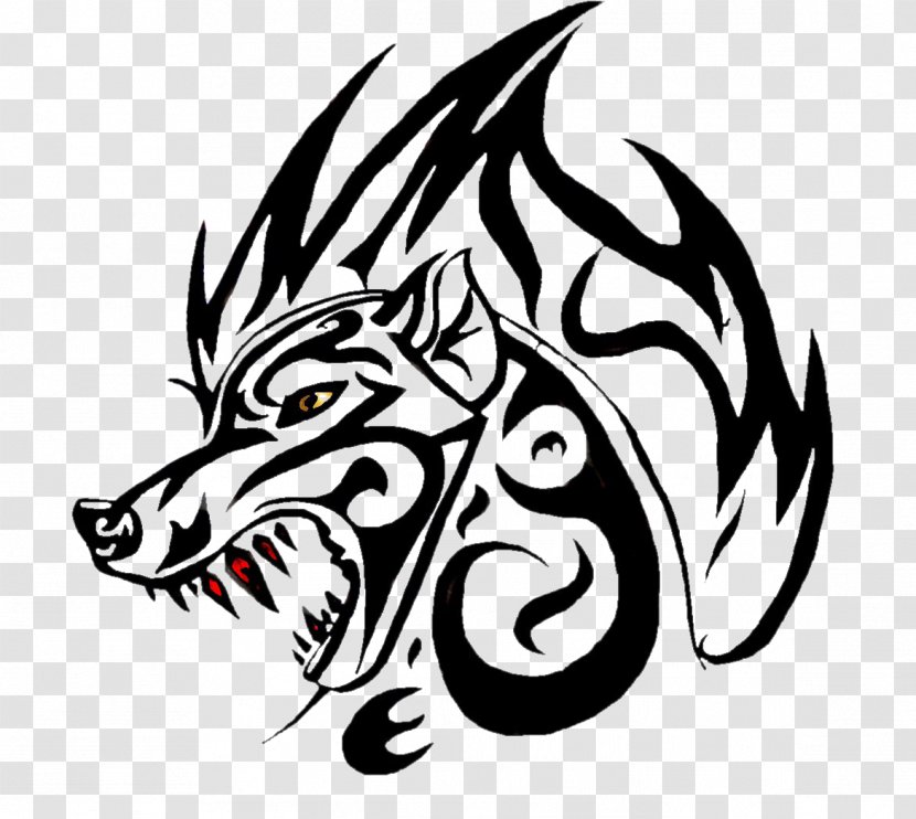 Gray Wolf Tattoo Canidae - Black And White - Stripes Abstract Composition Transparent PNG