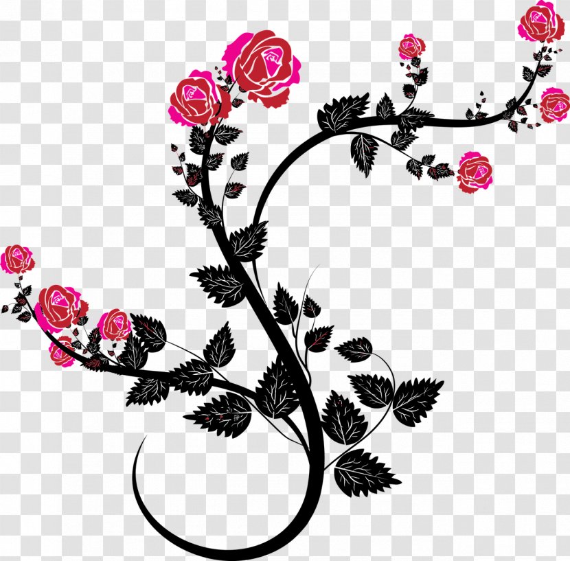 Rose Drawing Vine Clip Art - Flower Line Transparent PNG