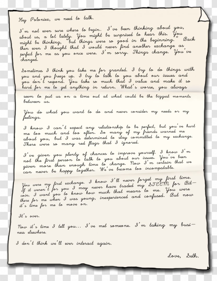 Letter Poloniex Handwriting Breakup - Paper - Upscale Transparent PNG