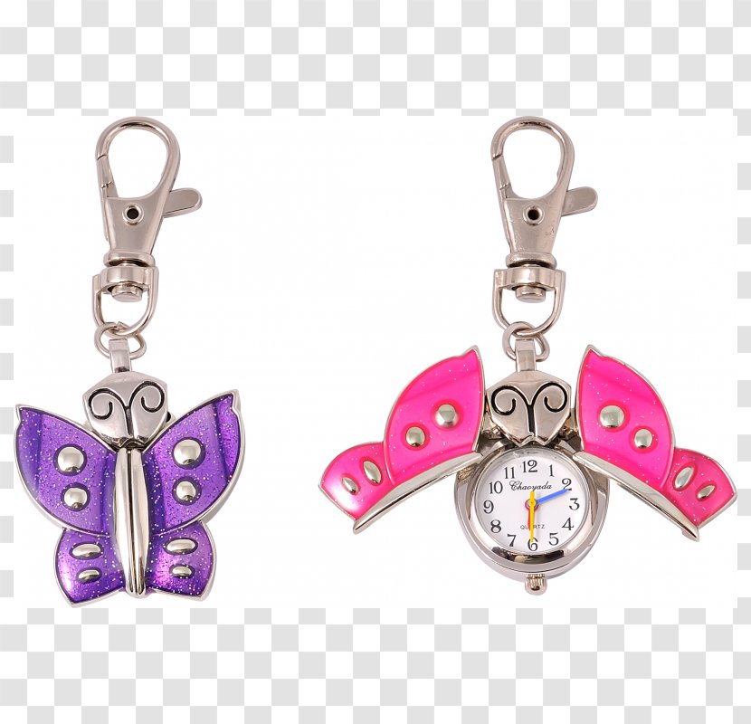 Earring Pink M Body Jewellery Silver - Key Chains Transparent PNG