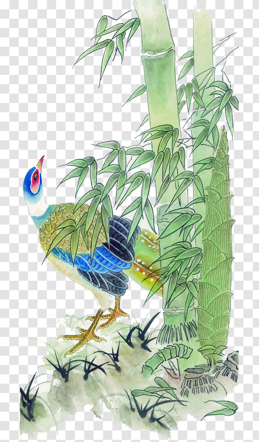 China Chinese Painting Bird - Grass Family - Bamboo Transparent PNG
