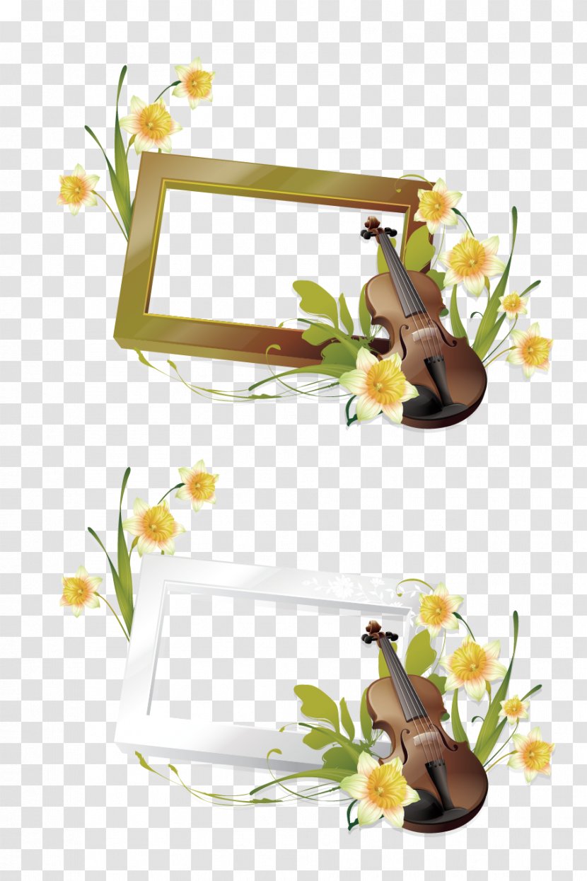 Picture Frame Violin Euclidean Vector Flower - Three-dimensional Transparent PNG