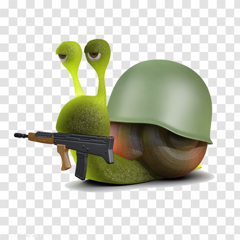 Snail Soldier 3D Computer Graphics Illustration - Shutterstock - Take A In Machine Gun Transparent PNG