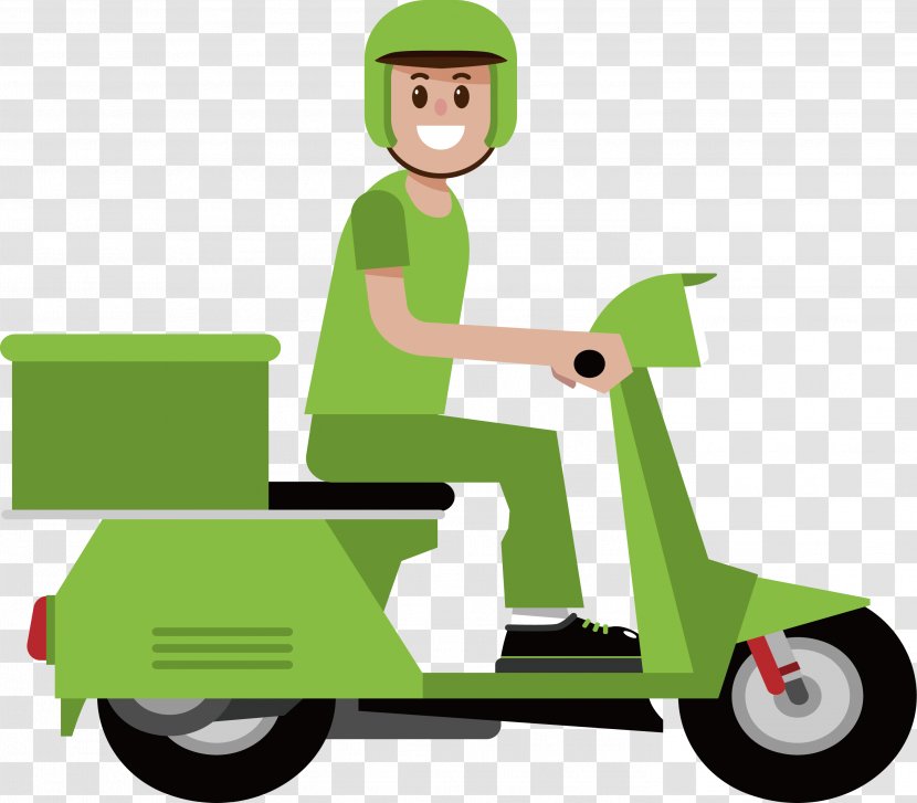 Motorcycle Courier Euclidean Vector - Delivery - Green Transparent PNG
