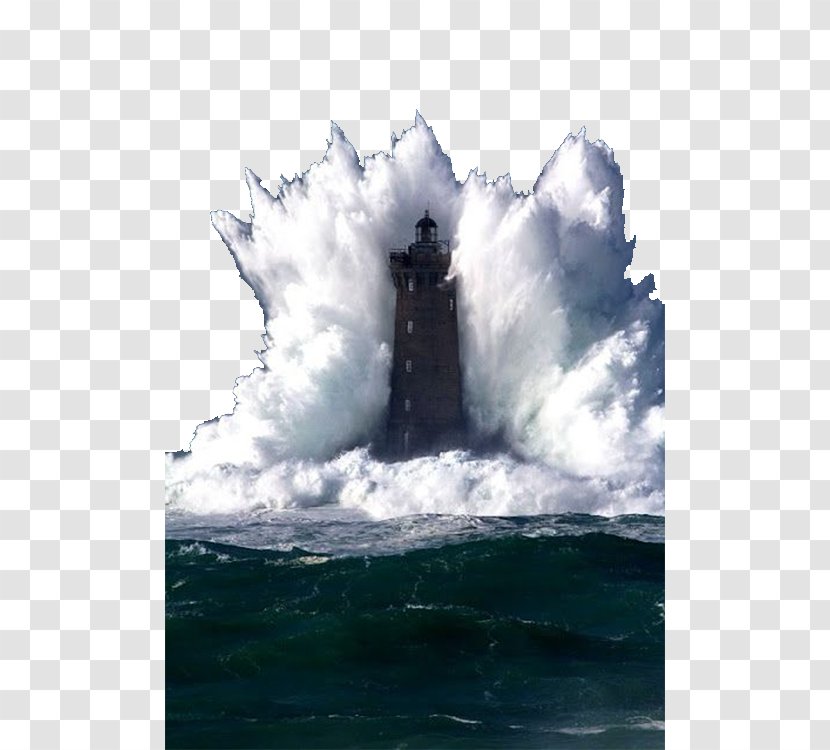 Phare Du Four Iroise Sea Lighthouse Earth - Wind Wave - The Waves Hit Transparent PNG