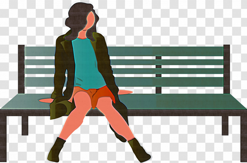 Park Bench Girl Transparent PNG