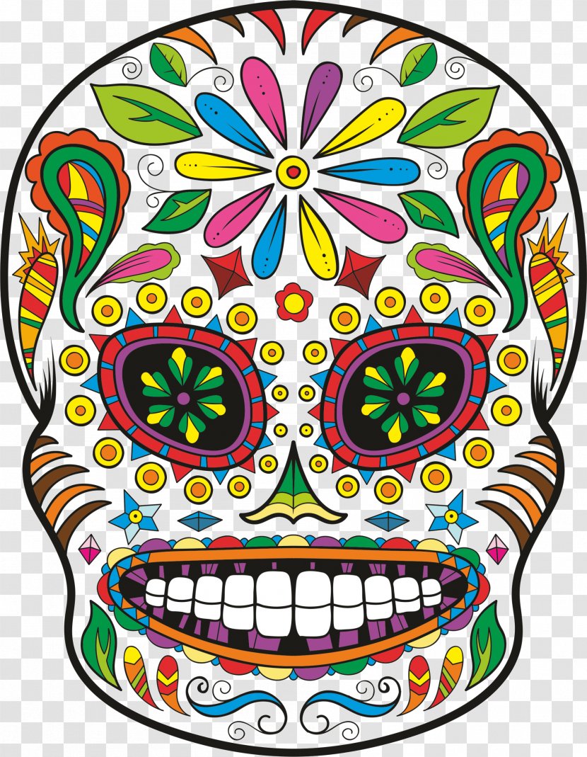 Calavera Day Of The Dead Skull Sticker Decal - Mexico - Sugar Skulls Transparent PNG