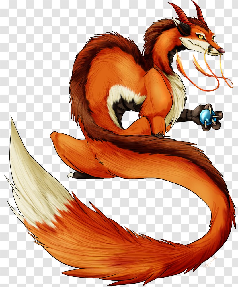Nine-tailed Fox Drawing Kitsune Dragon - Heart Transparent PNG
