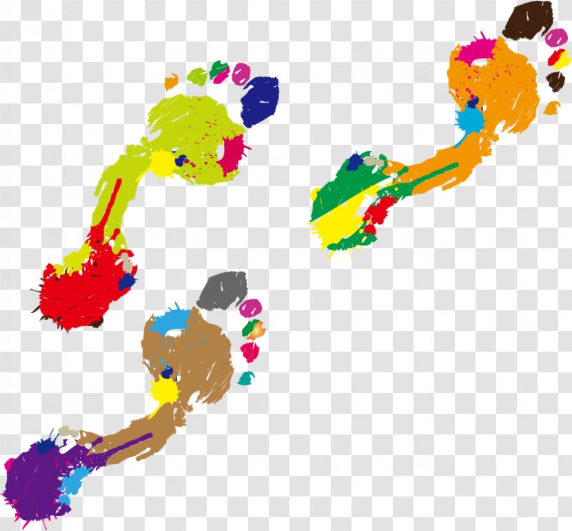 Footprint Paint Color - Drip Painting - Multicolored Footprints Vector Material Transparent PNG
