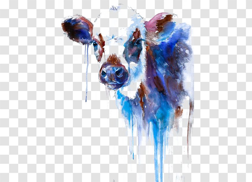 Cattle Watercolor Painting Printmaking - Illustration - Cow Transparent PNG