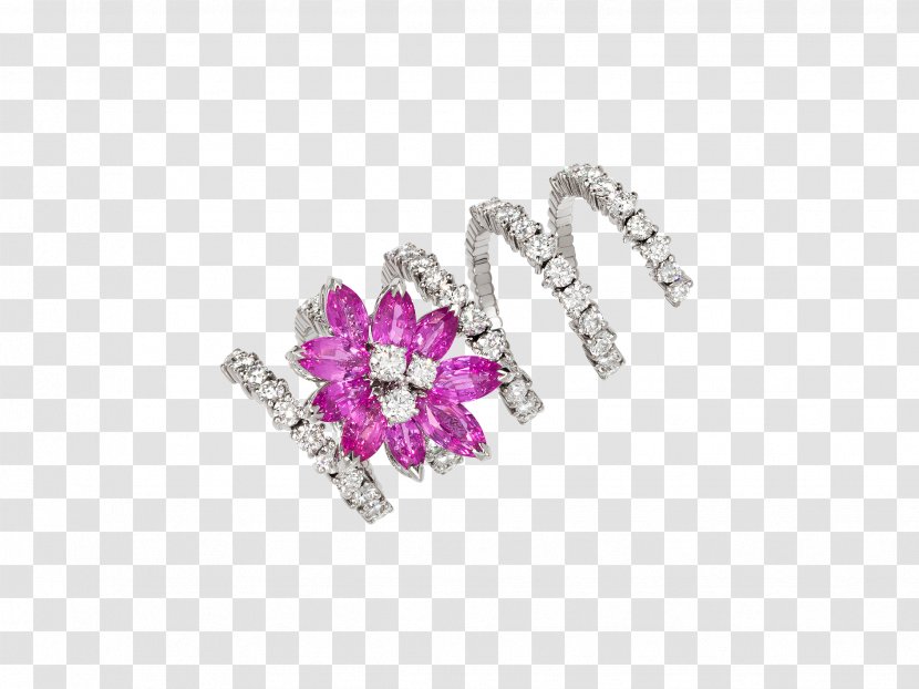 Earring Jewellery Ruby Gemstone - Diamond - Flower Ring Transparent PNG