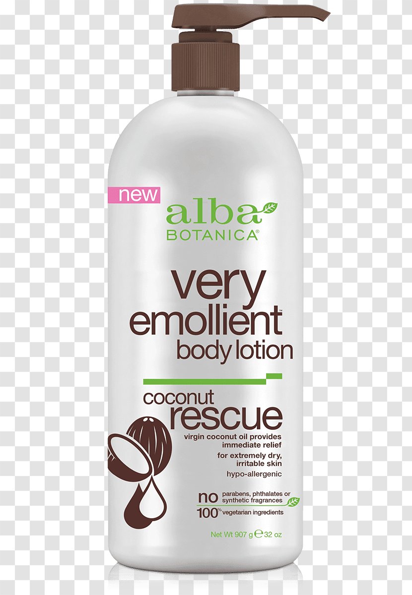 Alba Botanica Very Emollient Body Lotion Moisturizer Sunscreen Shower Gel - Coconut Oil Transparent PNG