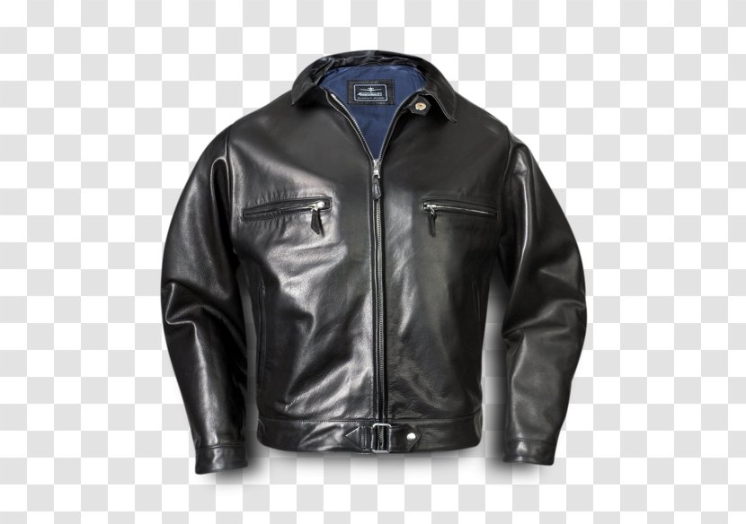 Leather Jacket Flight Coat - Black Transparent PNG