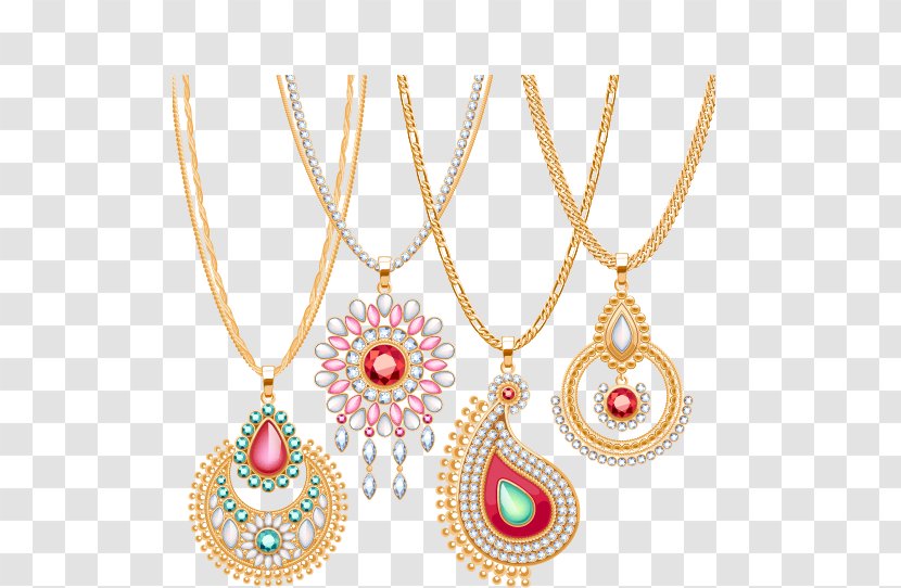 Gold Necklace Jewellery Chain - Gemstone - Luxury Diamond Vector Material, Transparent PNG