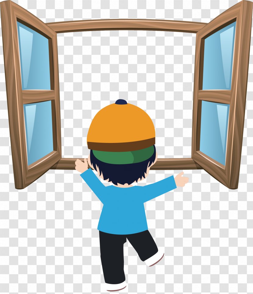 Window Cartoon Clip Art - Sitting - Vector Hand-painted Open Windows Transparent PNG