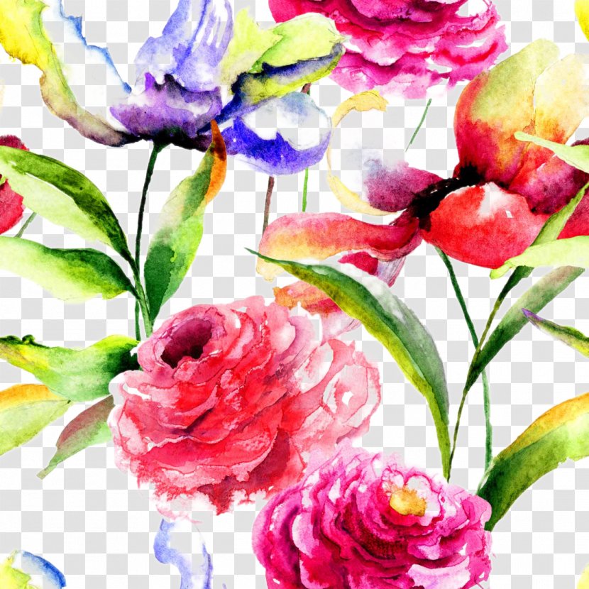 Watercolor Painting Flower Peony - Pink Family - Beautiful Flowers Background Transparent PNG