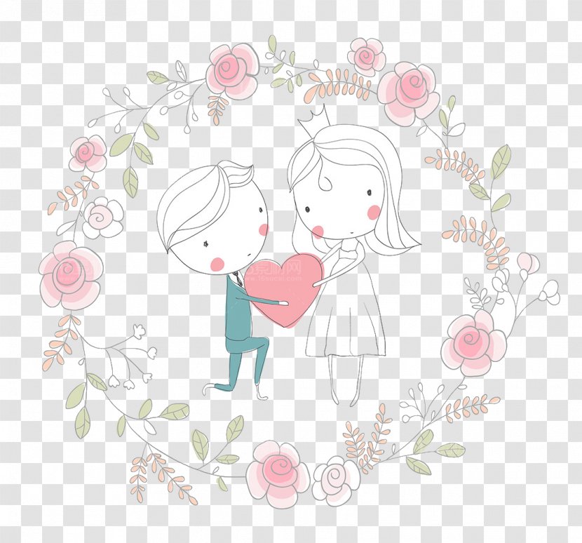 Wedding Invitation Drawing Greeting & Note Cards - Flower - Cute Cartoon Character Design Transparent PNG