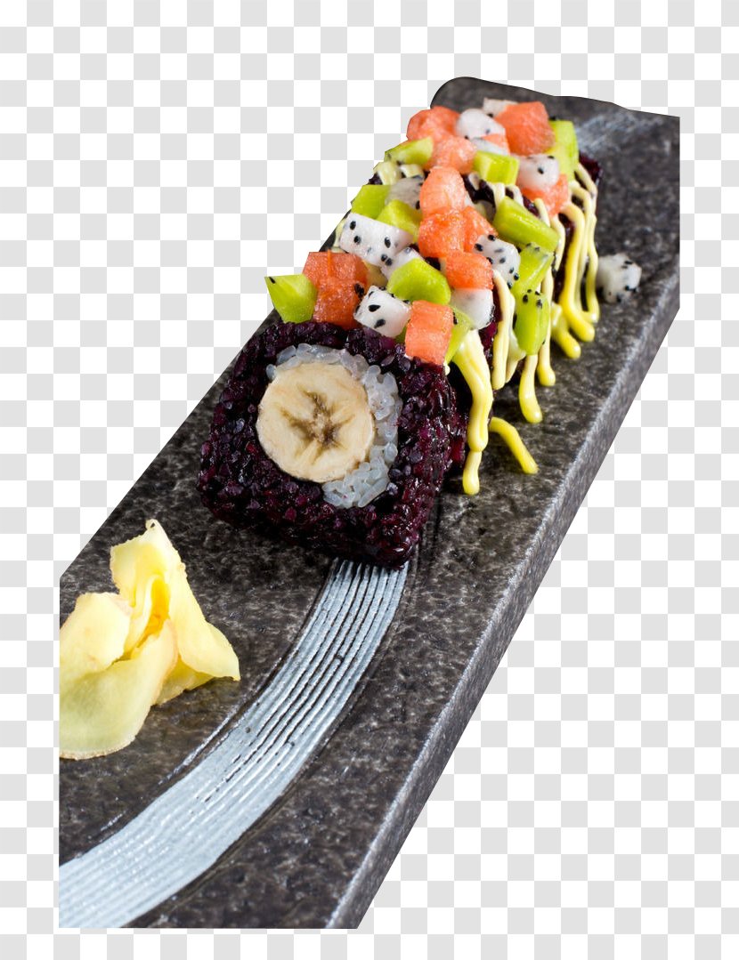 Japanese Cuisine Sushi Korean Barbecue Vegetarian - Appetizer - Colorful Purple Rice Transparent PNG